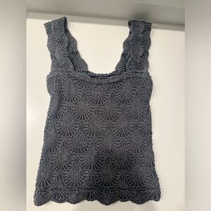 Free People Navy Flower detail tank top